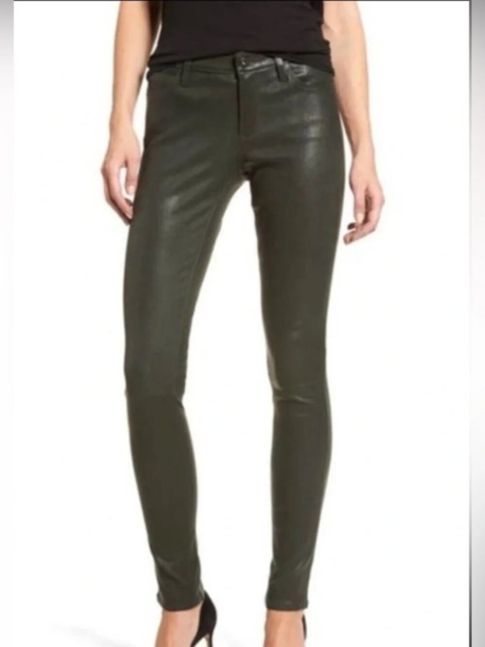 NWT AG Adriano Goldschmied Olive Coated The Legging Ankle Jeans 27